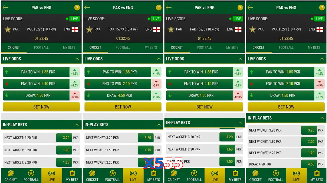 Game list for X555 bet section