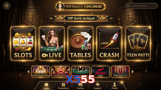 Main screen of X555 casino page for PK players